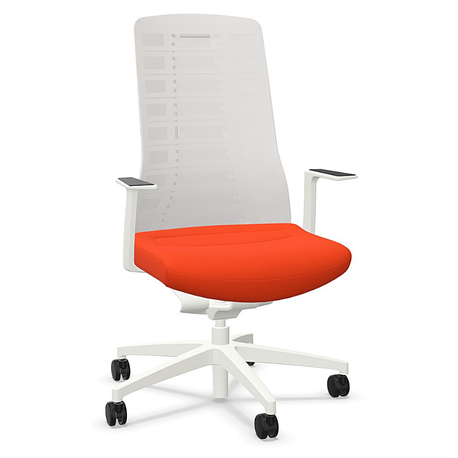 Interstuhl PUREis3 PU213 Bürostuhl weiß mit Netzrücken verkehrsorange
