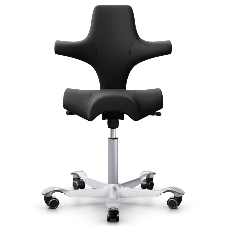 HAG Capisco 8106 Bezug Elmosoft schwarz - Gestell silber - 200mm Gasfeder - Front