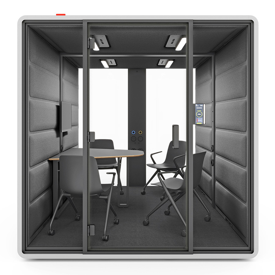 Hushfree.L Korpus White, Innenwand Grau, mit Konferenztisch