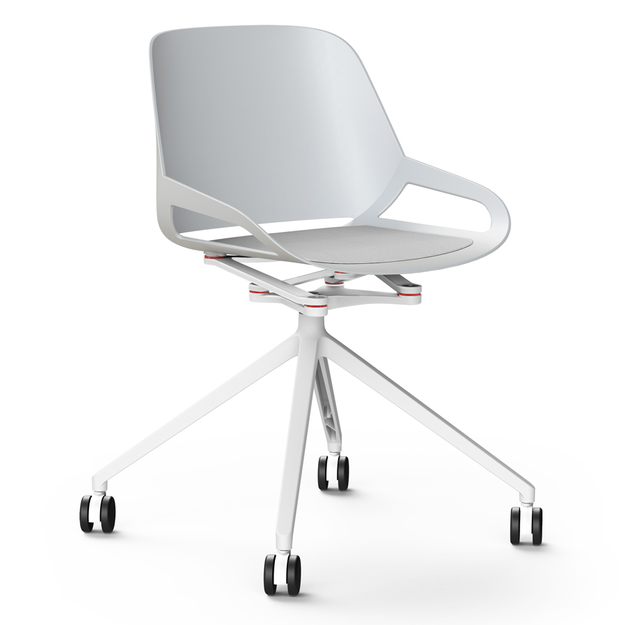 Aeris Numo Fußkreuz Rollen weiß - Sitzschale u. Kinematik weiß - Sitzkissen grau