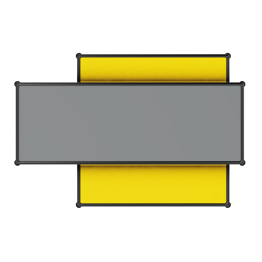 Bosse Bügel-Couchtisch Black Edition hoch und niedrig in Melamin Schwarz & Le Corbusier Draufsicht