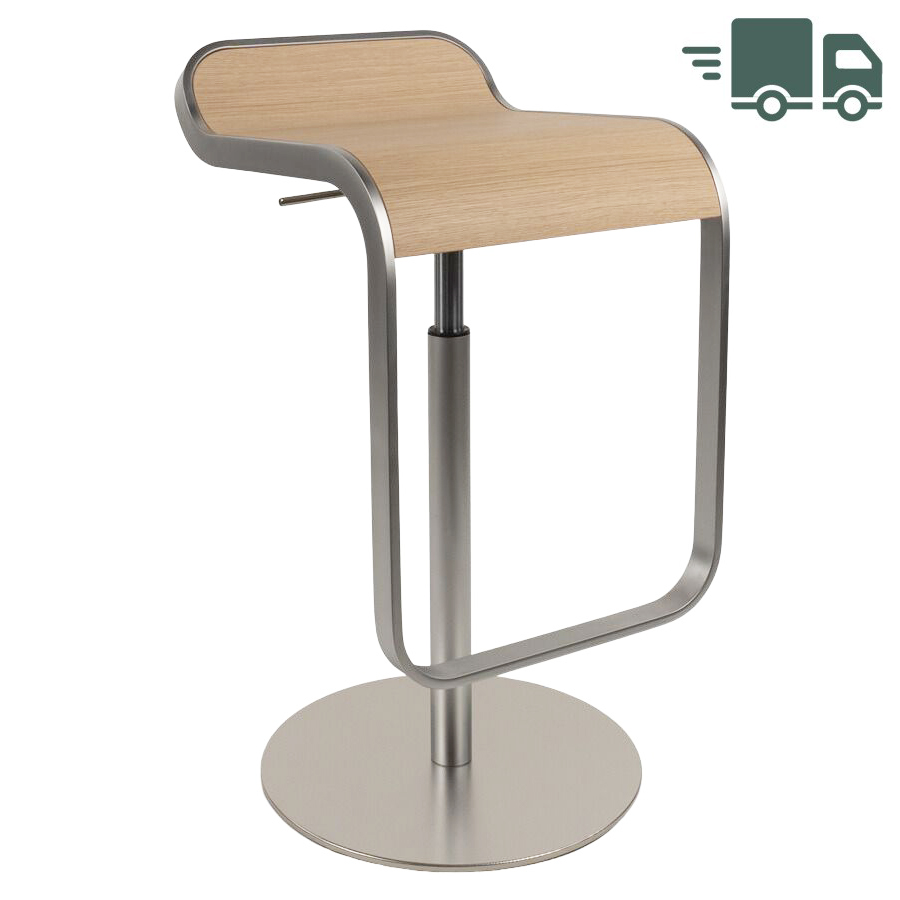 Lapalma LEM Barhocker - Gestell und Gasfeder chrom - Sitz Eiche gebleicht