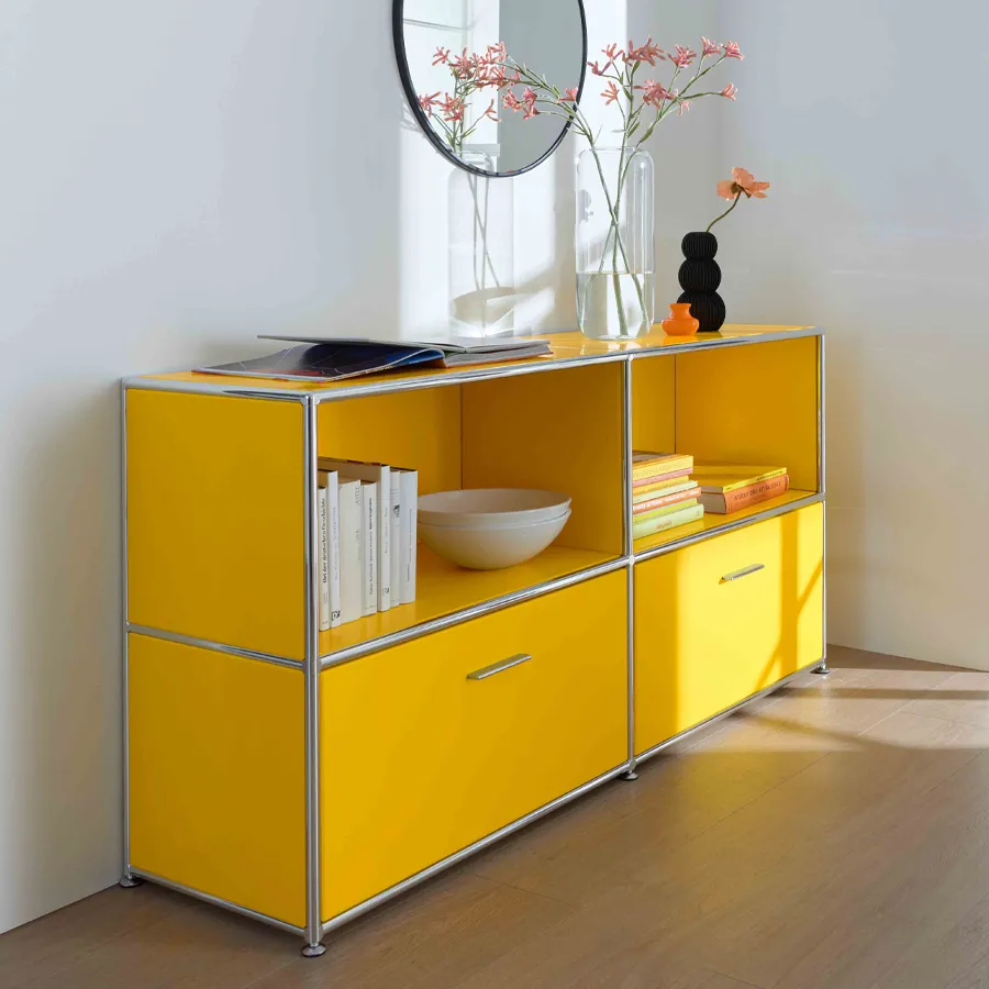 Bosse Solutions Sideboard | Lack seidenmatt 0760 gelb | 2 Auszüge