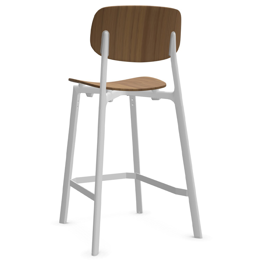 Kristalia COLANDER Barhocker Nussbaum mit weißem Gestell