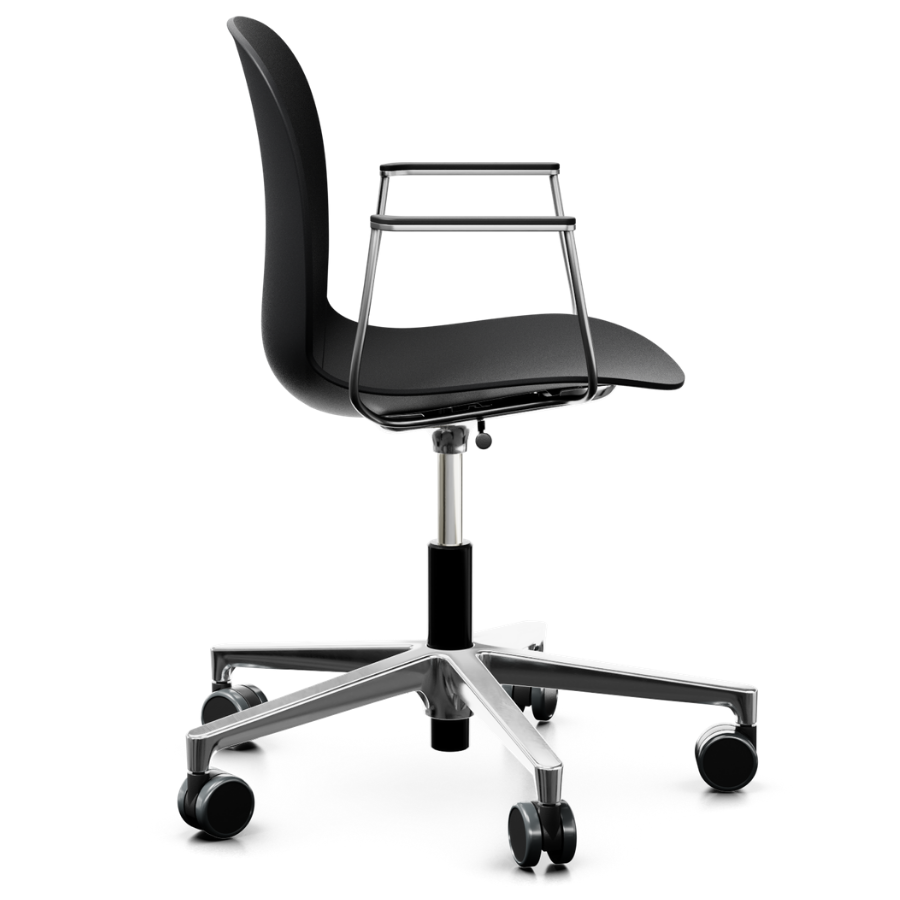 Profim Noor (6070) Bürostuhl auf Rollen mit Armlehnen Gestell Alu poliert- Seitenansicht