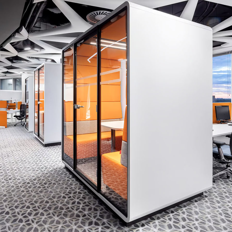 Hushoffice Hushmeet Akustikbox konfigurierbar in Wool Sienna und Biscuit