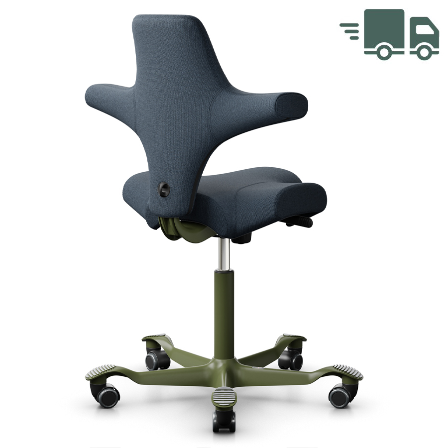 HAG CAPISCO 8106 Stoff Cura dunkelblau mit Sattelsitz - Gestell Moss Grey