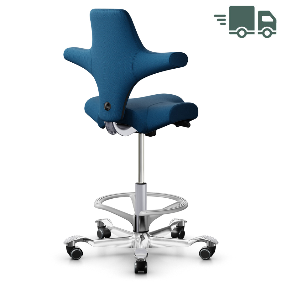 HAG Capisco 8106 Stoff Select 61186 navy - Gestell silber mit Fußring - Fußkreuz poliert - Rückseite