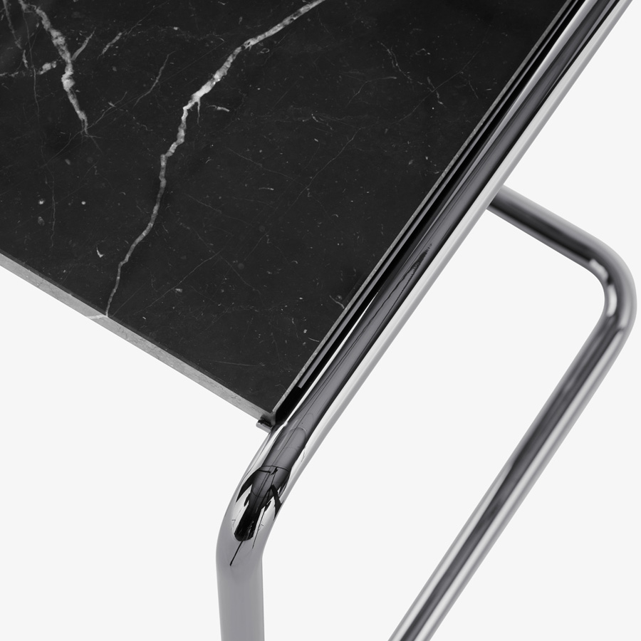 JS. THONET Beistell- und Satztisch SET B 97 Serious 05 | Tischplatte Marmor | Gestell Titan | Nahaufnahme oben