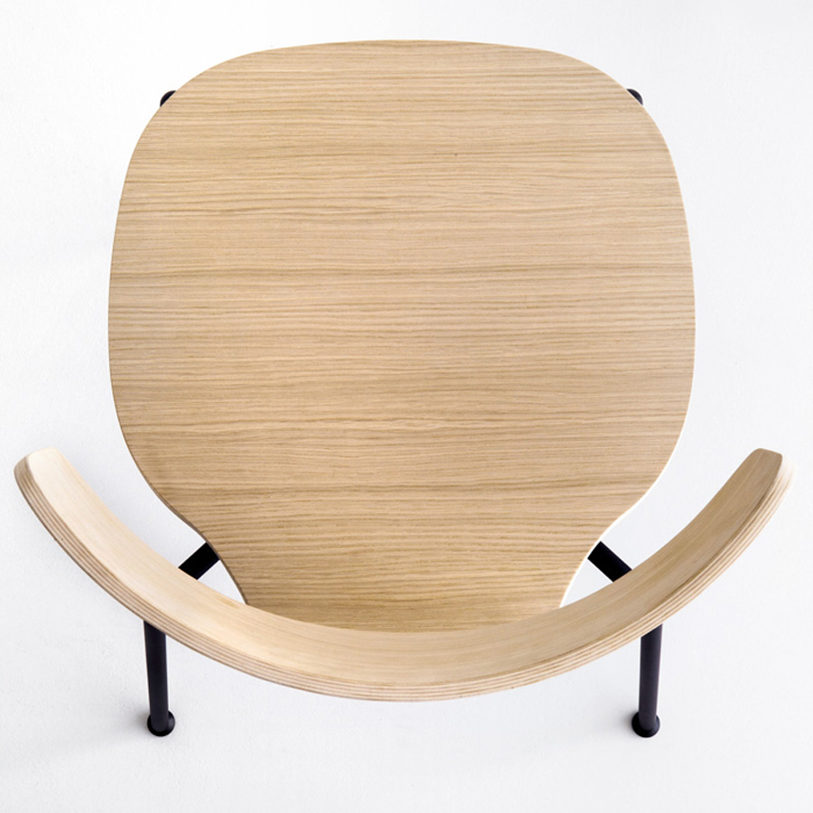 lapalma FEDRA S200 Gestell Metall schwarz - Schale Eiche gebleicht - Draufsicht