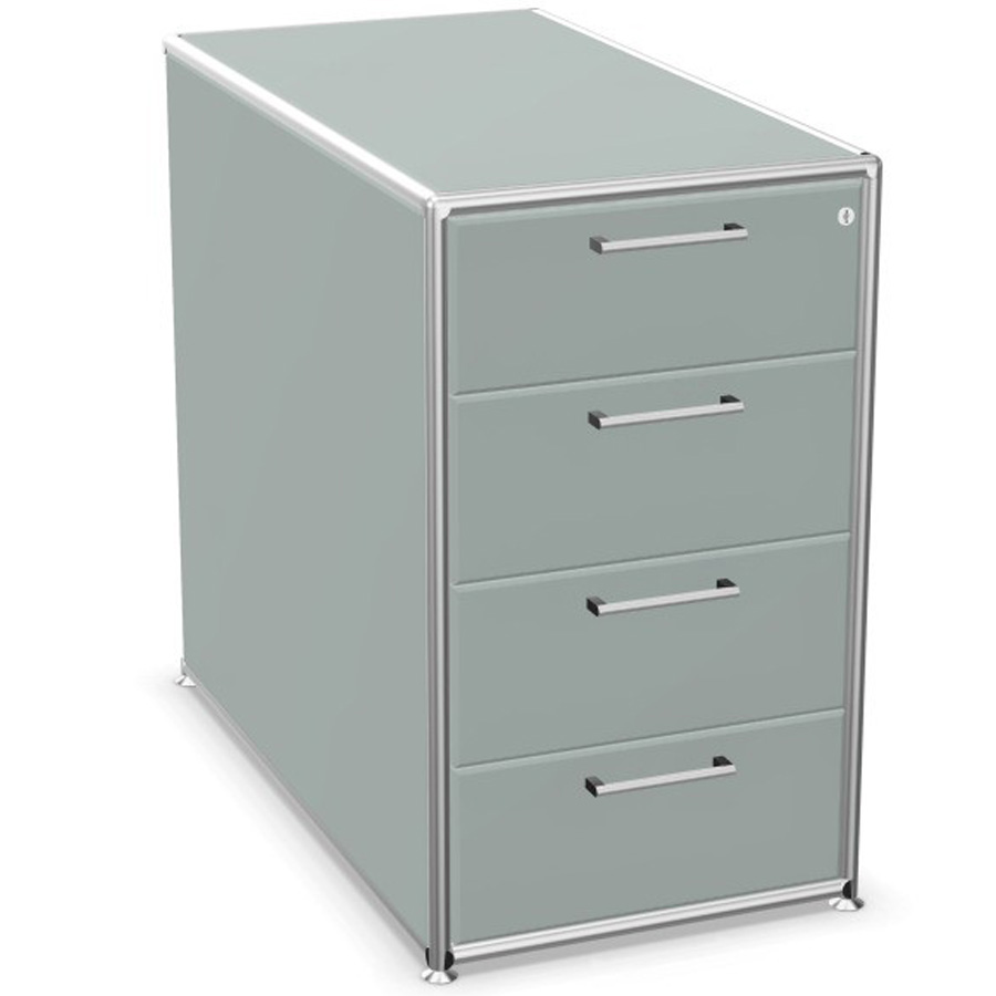 Bosse Modul Space Container auf Stellgleitern in Melamin Silber - Rahmen Chrom