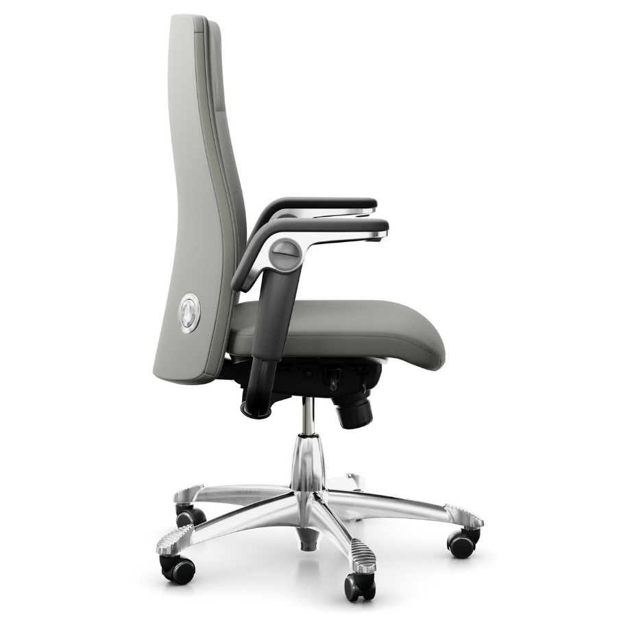 HAG Tribute 9021 Chefsessel grau Fußkreuz/Gestell poliert - Seitenansicht