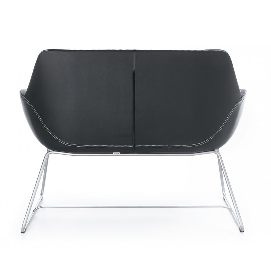 Profim Fan 20 V Sitzbank Leder Premium schwarz mit Kontrastnaht, Gestell MetallicPro
