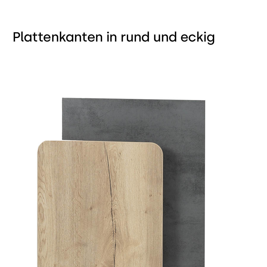 Bundle Schreibtisch CLEO - Plattenkanten in rund und eckig