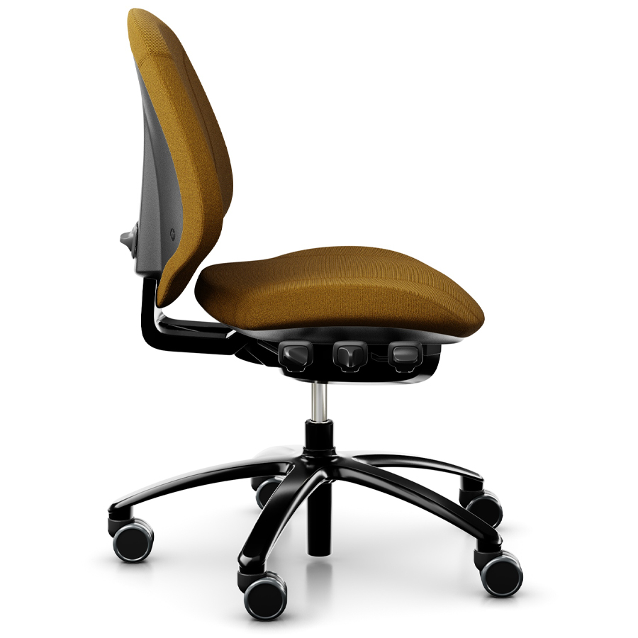 RH Mereo 200 mit halbhoher Rückenlehne - Gestell schwarz - Capture ocker - Seitenansicht