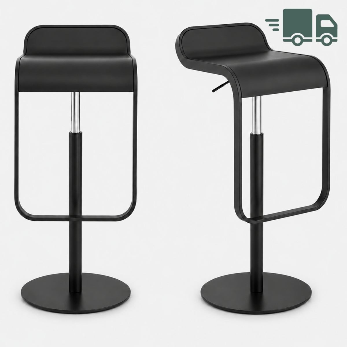 lapalma LEM S80 Barhocker LKW Sitz schwarz lackiert Gasfeder chrom Gestell schwarz-