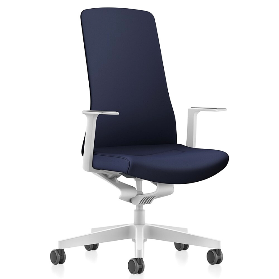 Interstuhl PUREis3 PU113 Bürostuhl mit Polsterrücken weiß blau -Vorderansicht