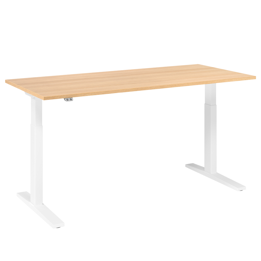 RWH ACTION elektrisch verstellbarer Schreibtisch Eiche - Gestell weiß - 180x80 cm