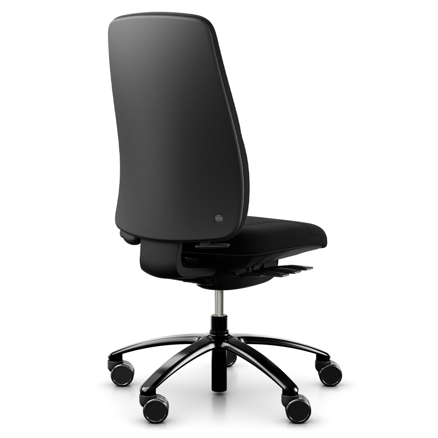 rh Logik 220 black | Bezug Cura schwarz | Fußkreuz Alu schwarz