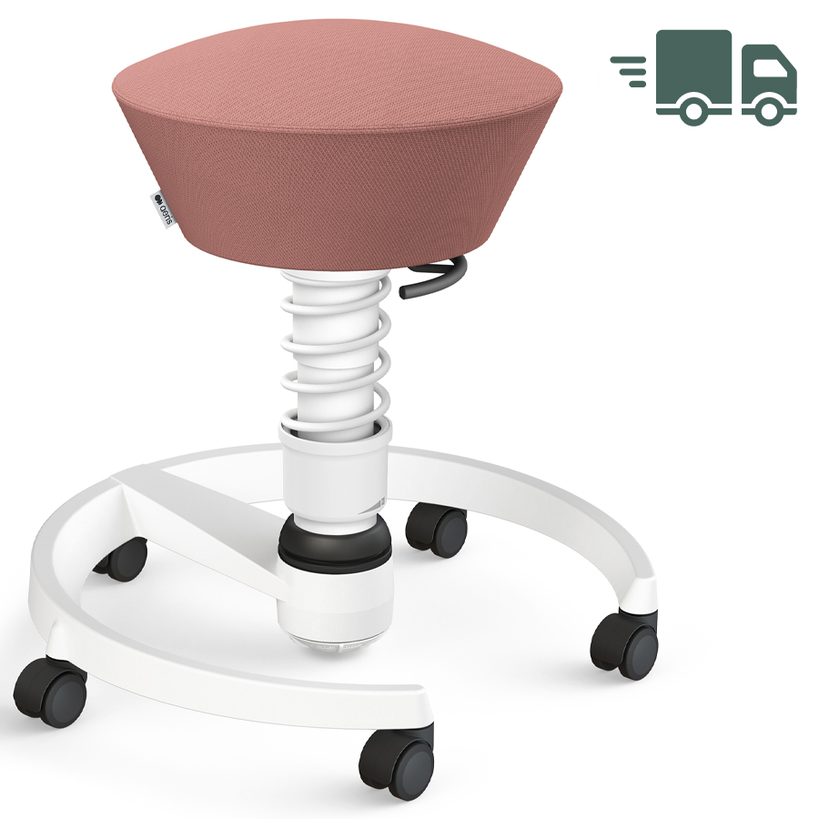 Aeris Swopper Select Wolle blassrosa mit Rollen - Gestell weiß - Low-Feder