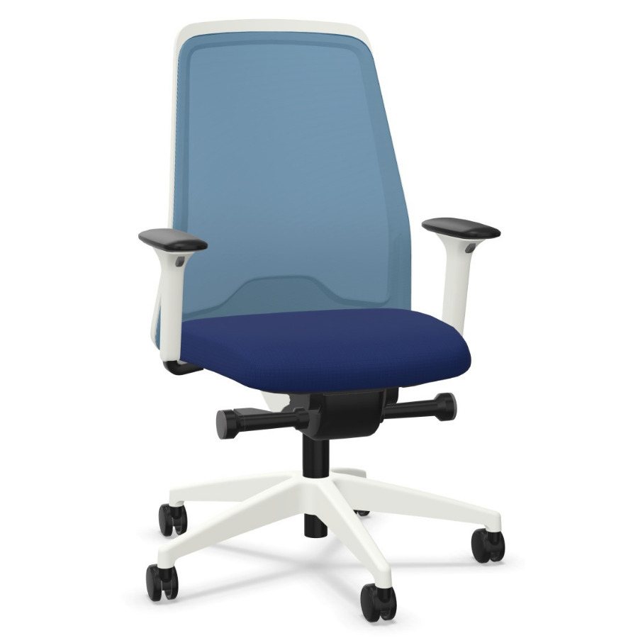 Interstuhl EVERYis1 (EV211) weiß Bürostuhl Netzrücken koblatblau Polster ultamarineblau