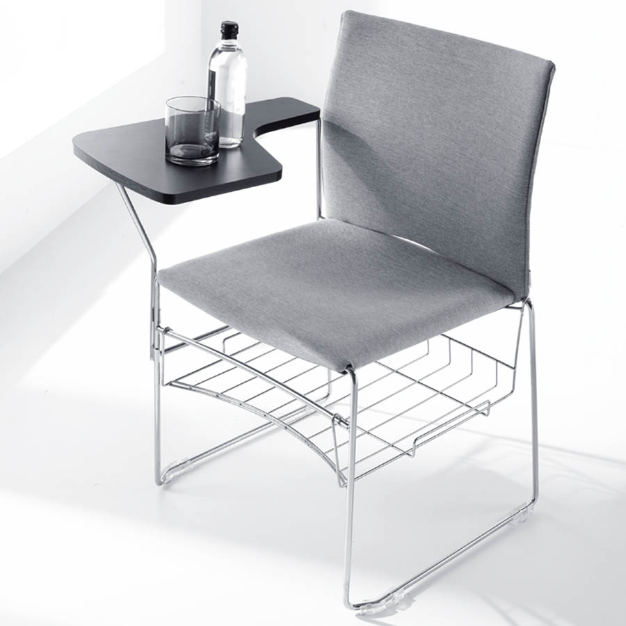 Profim Ariz - Sitz und Rücken bezogen  - mit Schreibplatte und Ablagekorb - Gestell Chrom