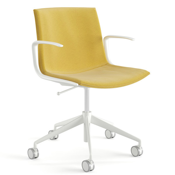 Arper CATIFA Up 6207 Stoff gelb mit Armlehnen und Gestell weiß