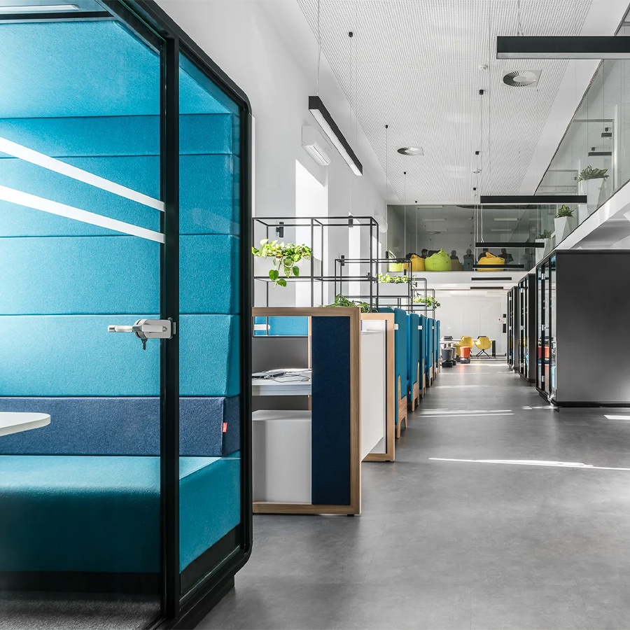 Hushoffice Hushmeet Akustikbox konfigurierbar in Petrus Duck und Denim