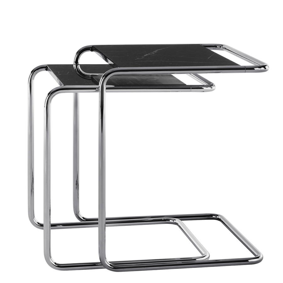 JS. THONET Beistell- und Satztisch SET B 97 Serious 05 | Tischplatte Marmor | Gestell Titan