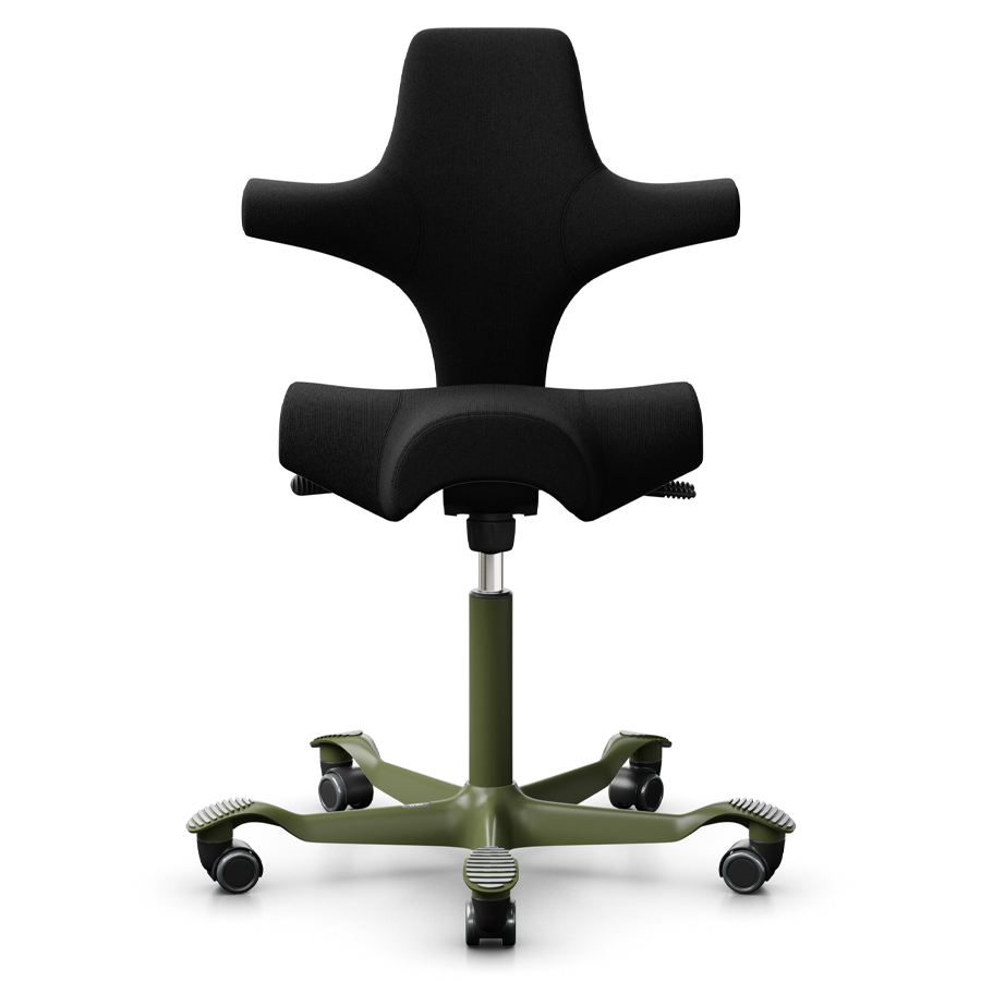 HAG CAPISCO 8106 Stoff Cura schwarz mit Sattelsitz - Gestell Moss Grey