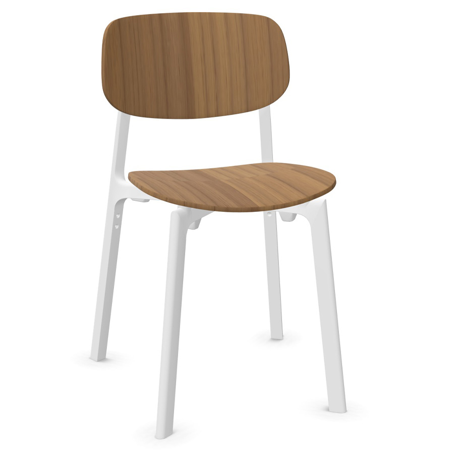 Kristalia COLANDER Stuhl Nussbaum, weißes Gestell