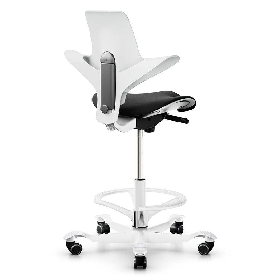 HAG Capisco Puls Stehhilfe 8020 mit Fußring weiß Stoff Xtreme schwarz