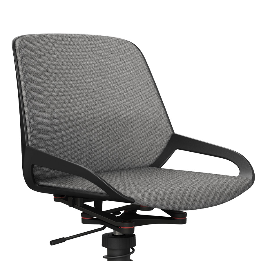 Aeris Numo Task mit Federbein schwarz - Fußkreuz mit Rollen - Sitz- u. Rückenpolster Cura hellgrau - Nahaufnahme