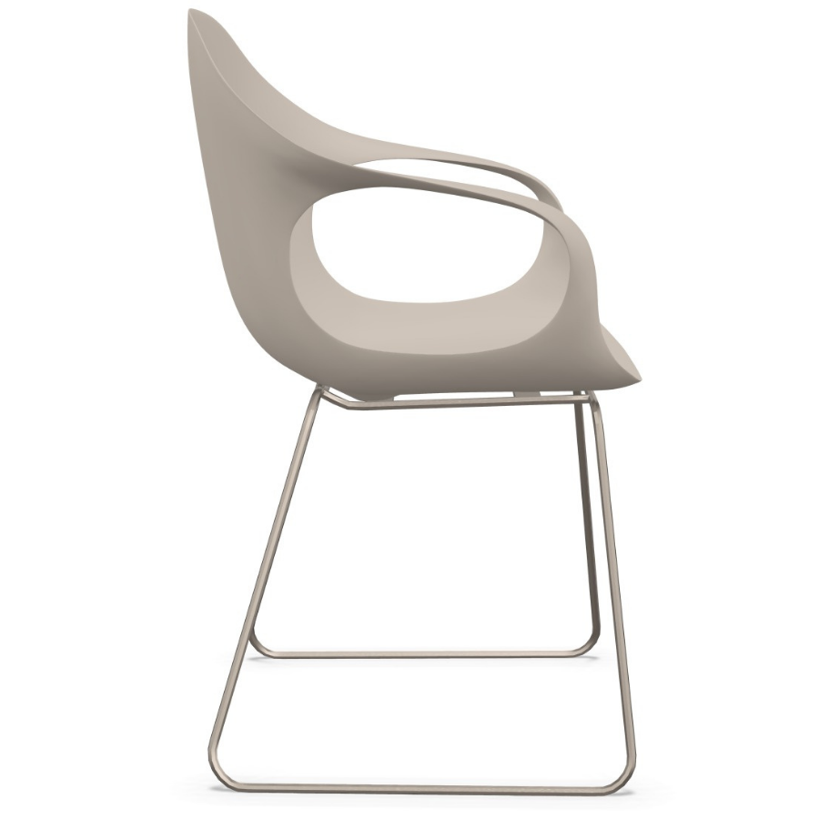 Kristalia ELEPHANT Stuhl beige mit Kufengestell beige - Seitenansicht