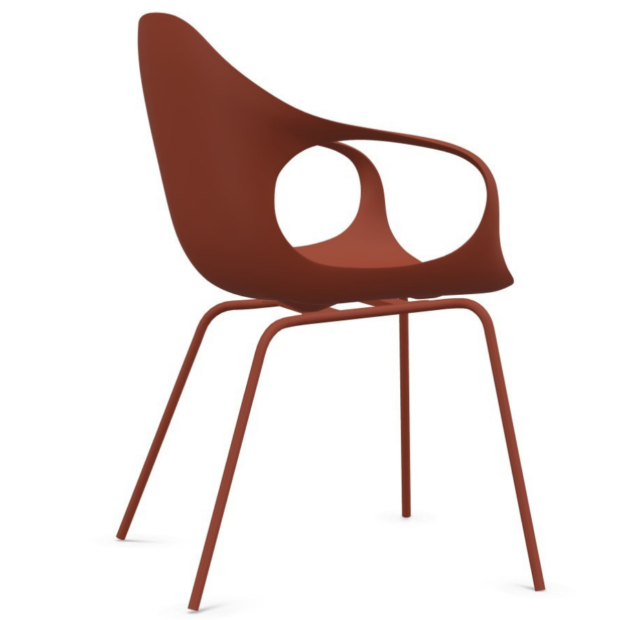 Kristalia ELEPHANT Stuhl mit Vierfußgestell Farbe Terracotta - Seitenansicht