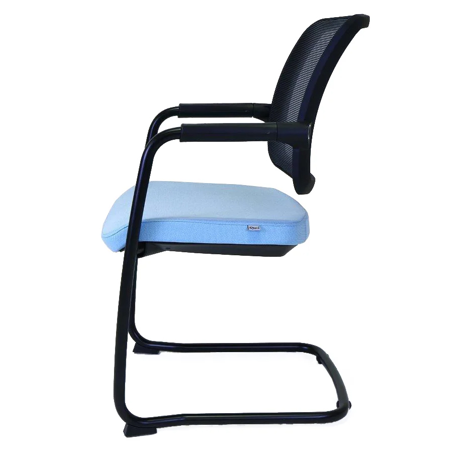 Rim FLEXi FX1161 Freischwinger Konferenzstuhl Kunststoffteile schwarz, Netzrücken anthrazit, Stoff Era 2048 blau, Gestell schwarz