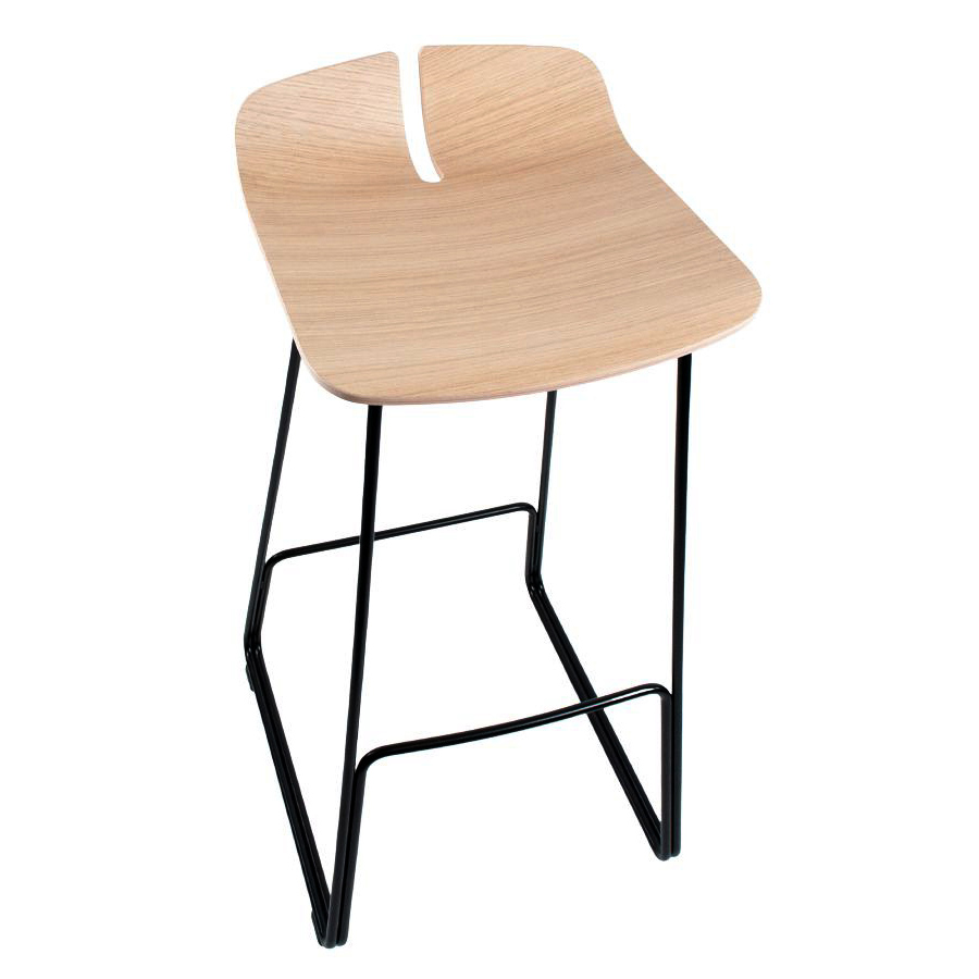lapalma LINK Barhocker - Gestell schwarz - Sitz Eiche gebleicht
