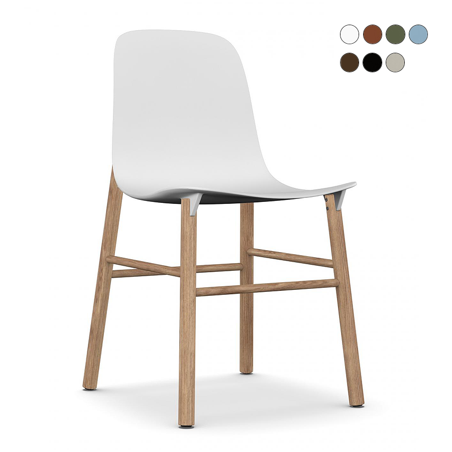 Kristalia Sharky weiß mit Gestell Eiche natur