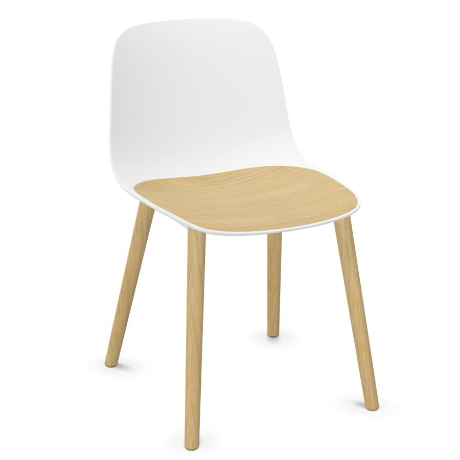 Lapalma SEELA S313 weiß mit Holzbeinen und Holzsitzeinlage