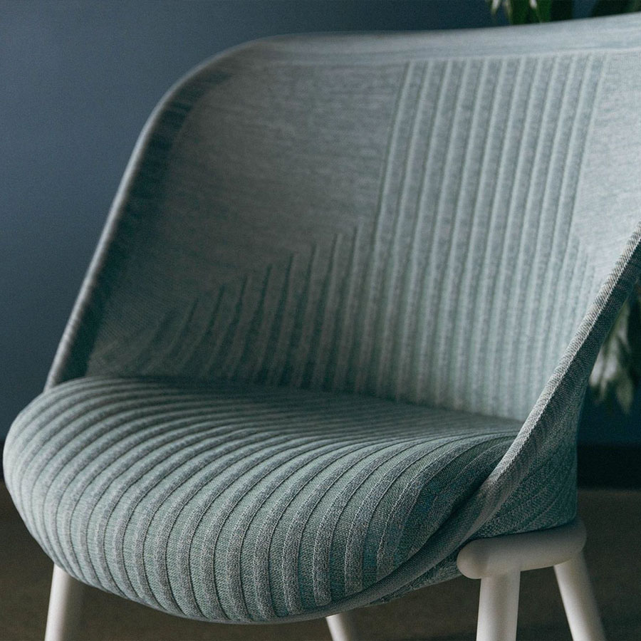 Haworth Cardigan Lounge | Strick hellgrün | Gestell weiß