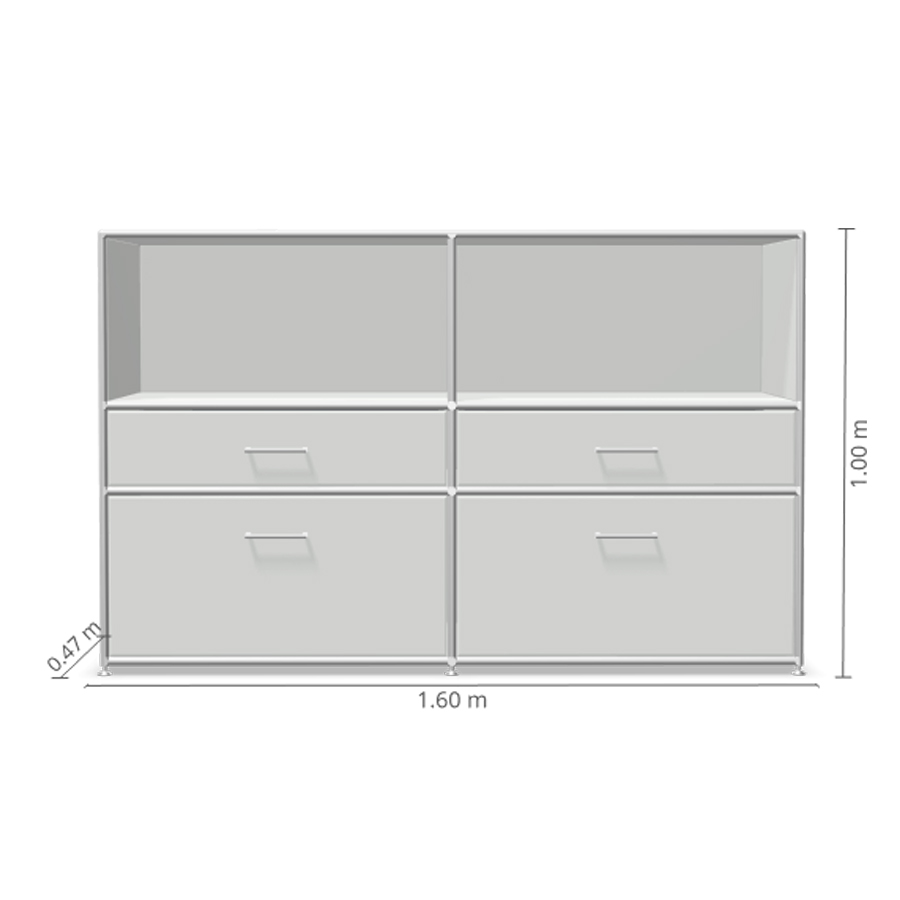 Bosse Modul Space Highboard - unten 4 Schubladen - oben 2 offene Regalfächer - weiß