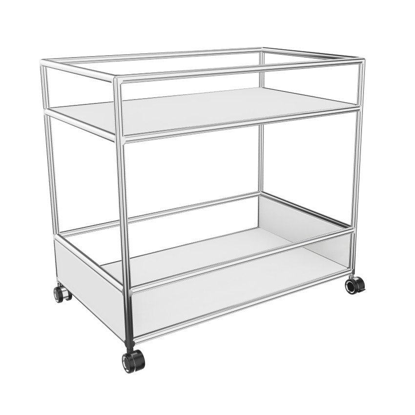 Bosse Servierwagen groß Chrom in Melamin Weiß