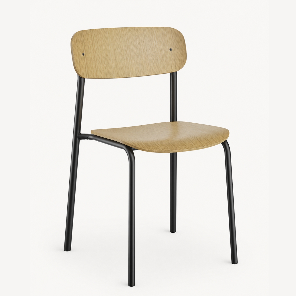 THONET S 243 Stahlrohrstuhl | Eiche klar lackiert | Gestell schwarz