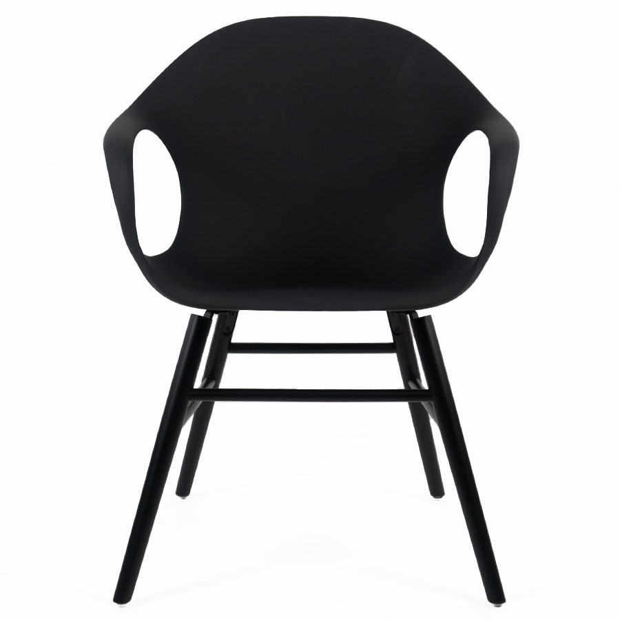 Kristalia ELEPHANT Stuhl mit Holzgestell Eiche schwarz Sitzschale schwarz - Front