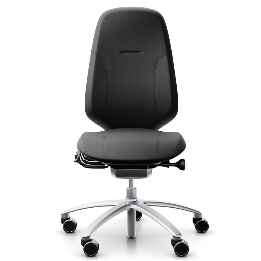 RH Mereo 300 silver hohe Rückenlehne - Leder schwarz - Frontansicht