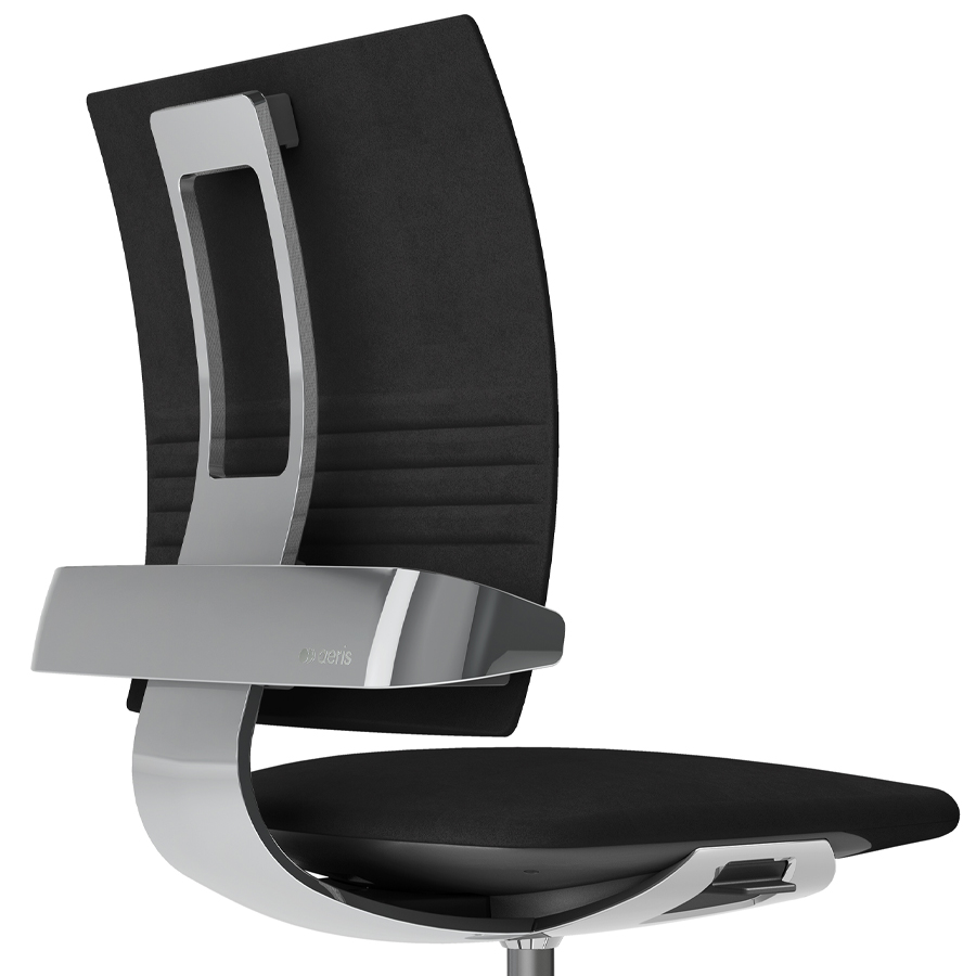 Aeris 3Dee Bürostuhl Mikrofaser schwarz Standard-Feder - Gestell/Feder hochglanz - Nahaufnahme