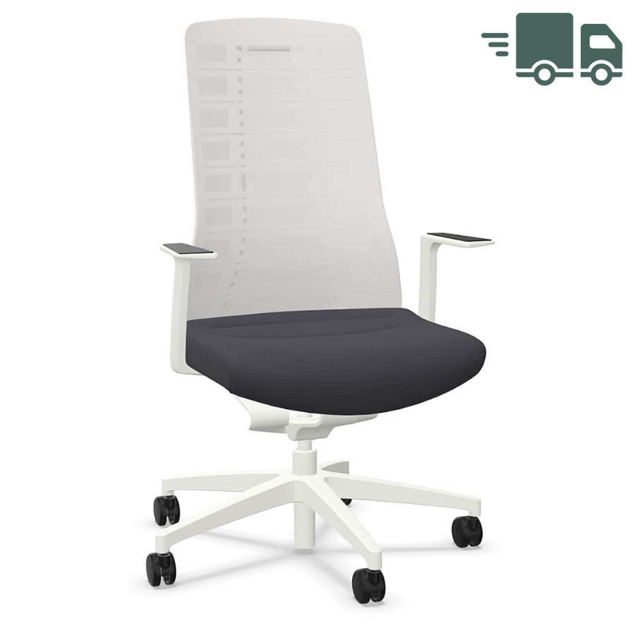 Interstuhl PUREis3 PU213 weiß mit Netzrücken Sitz eisengrau vorne