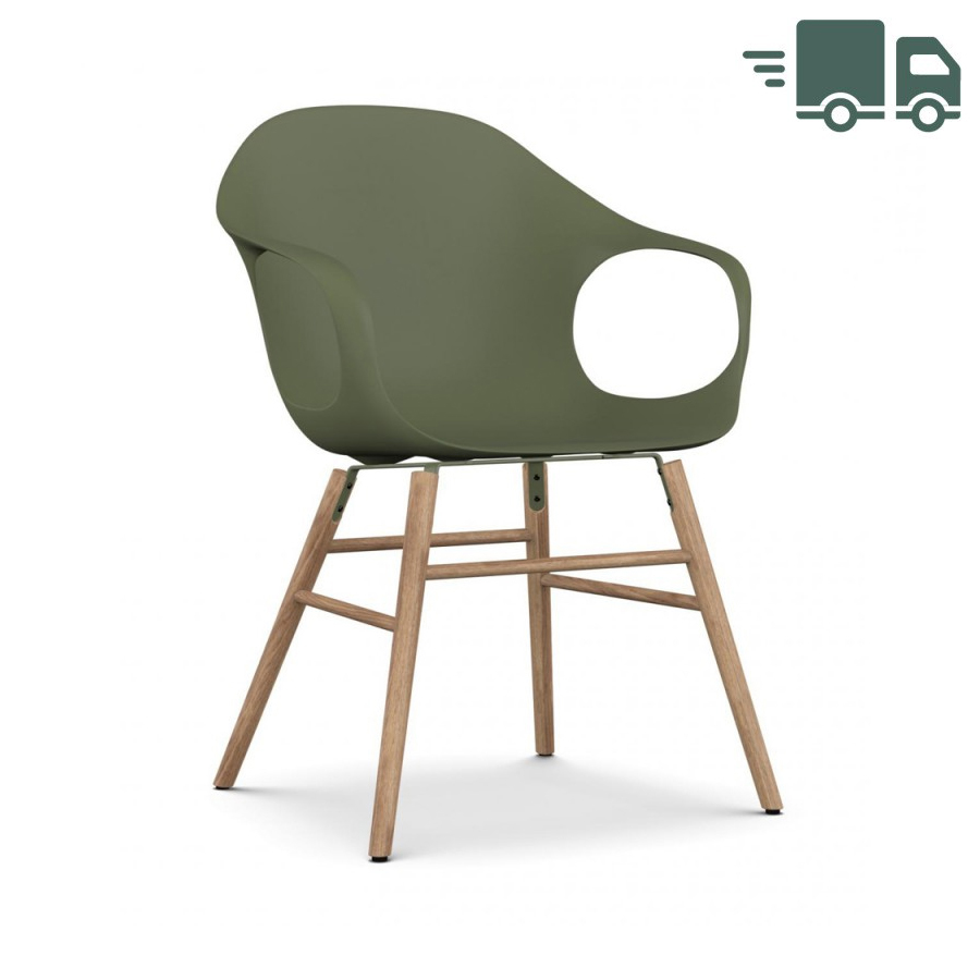 Kristalia Elephant - Schale olivgrün - Gestell Eiche natur