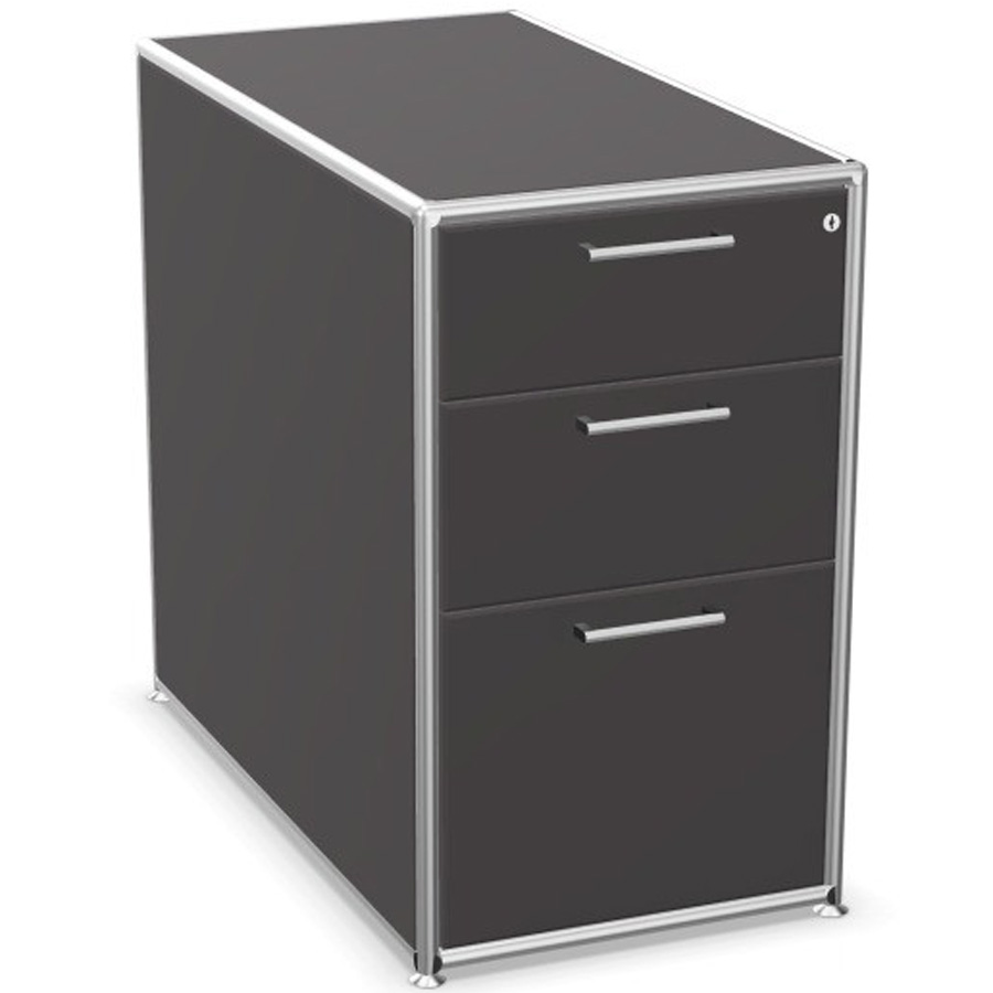 Bosse Modul Space Standcontainer auf Stellgleiter in Melamin Basaltgrau mit Chrom