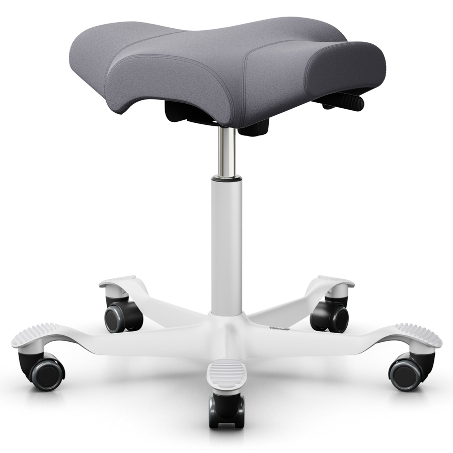 HAG CAPISCO  8105 Hocker Stoff Xtreme grau - Gestell weiß - Rückansicht